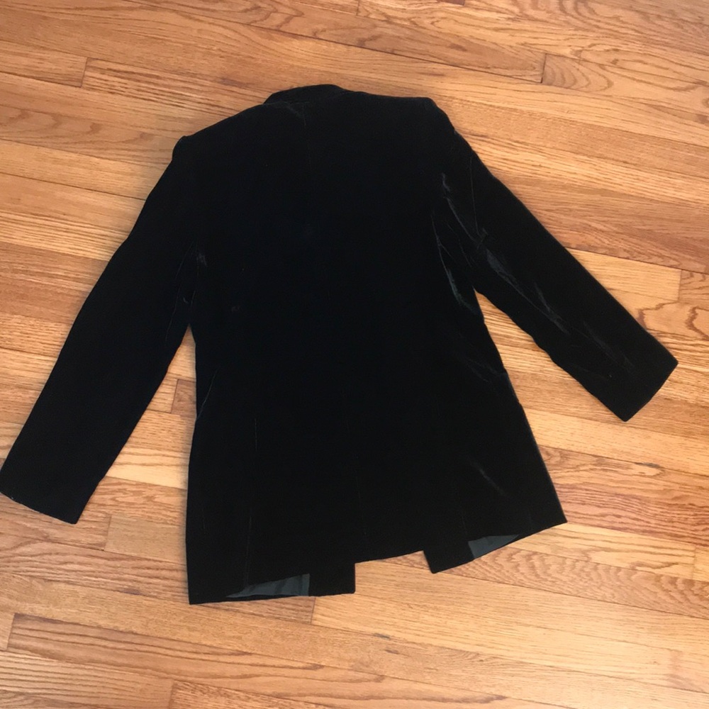 Black velvet Errenno blazer w/ mandarin collar - Picture 6 of 7